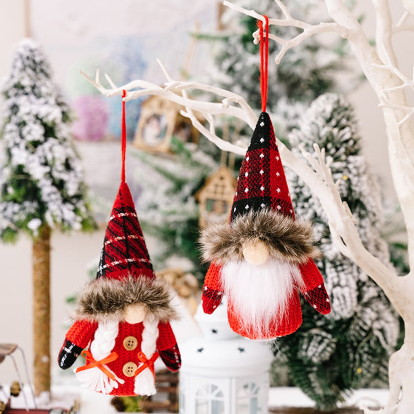 2-Piece Christmas Plaid Faceless Doll Hanging Widgets - Fourth Fusion