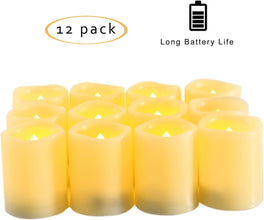 12 PCS Premium Flameless Candles, LED Flameless Votives, Battery-Operated Votives, Long Battery Life, 120+ Hours Battery Life, Batteries Included