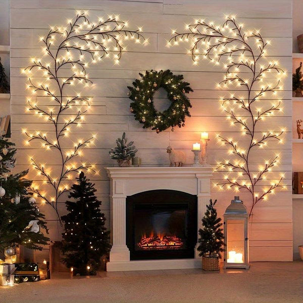 1pc 96LEDS Bendable Willow Vine Lights, White Birch Tree Light, 8Moeds Rattan Tree Decorative Light, Indoor Atmosphere Decorative Light For Home Living Room, Camping, Party, Festival, Perfect Gift For Birthday Christmas Ramadan Fourth Fusion