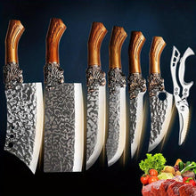 7Pcs, Professional Kitchen Chef Knife Set, Handmade Forged Knife Stainless Steel Fourth Fusion