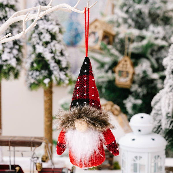 2-Piece Christmas Plaid Faceless Doll Hanging Widgets - Fourth Fusion