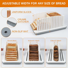 Bread Slicer for Homemade Bread with Crumb Tray,Bread Slicing Guide Adjustable Width, Foldable and Compact Cutting Guide, Suitability for Homemade Bread, Bagels, Cake(White)