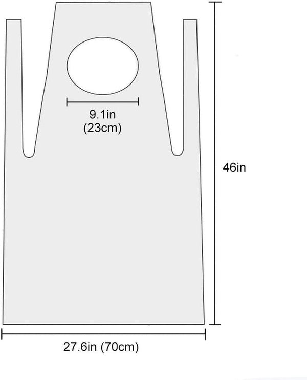 Disposable White Plastic Aprons, 46 Inches X 28 Inches Waterproof Polyethylene for Cooking Painting Arts N' Crafts