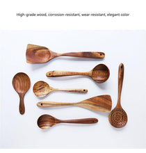 1-7 pieces/set teak tableware spoon Colander spoon Special nano soup skimming Cooking spoon Wooden kitchen accessory kit - Fourth Fusion