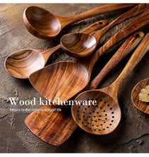 1-7 pieces/set teak tableware spoon Colander spoon Special nano soup skimming Cooking spoon Wooden kitchen accessory kit - Fourth Fusion