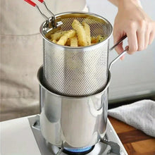 stainless steel fryer with French fries and chicken wings, household small oil pot with filter screen, Tianfu Luo pot - Fourth Fusion