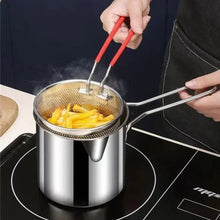 stainless steel fryer with French fries and chicken wings, household small oil pot with filter screen, Tianfu Luo pot - Fourth Fusion