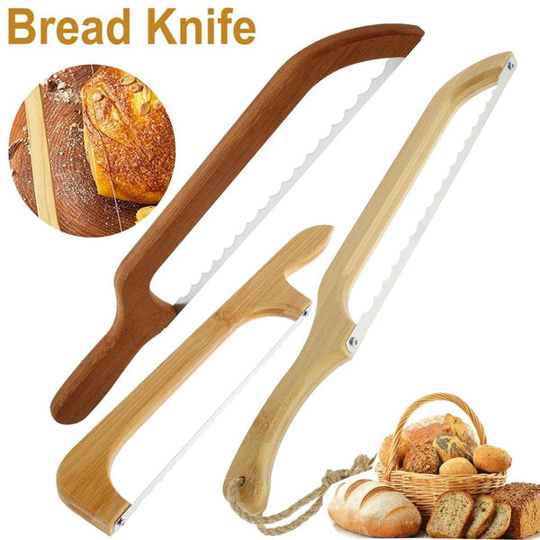 New Serrated Bread Knife Cake Cutting Knife Multi-Purpose Baguette Cutter Stainless Steel Loaf Bread Slicer Slicing Baking Tool - Fourth Fusion