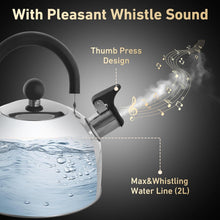 2 Quart Stainless Steel Whistling Tea Kettle, the Perfect Stovetop Tea and Water Boilers for Your Home, Dorm, Condo or Apartment.