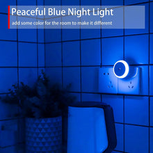 Blue LED Night Light, Plug In, Dusk to Dawn Smart Sensor, Small round Nightlight, Energy Saving, Night Light Plug into Wall for Bathroom, Kitchen, Bedroom, Hallway, Stairway, Travel, 2 Pack