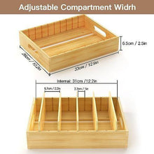 Bamboo Food Container Lid Organizer, Kitchen Cabinet Organizer with Adjustabl...