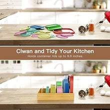 Bamboo Food Container Lid Organizer, Kitchen Cabinet Organizer with Adjustabl...